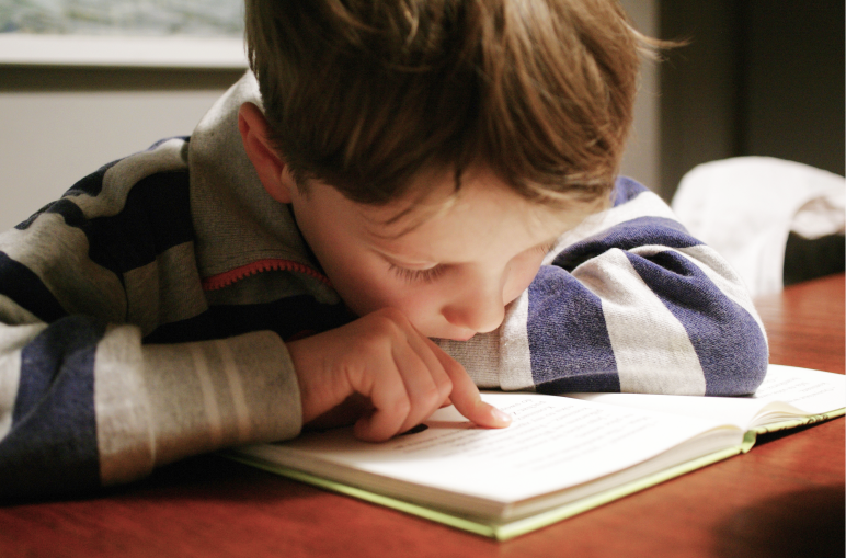 Child reading book