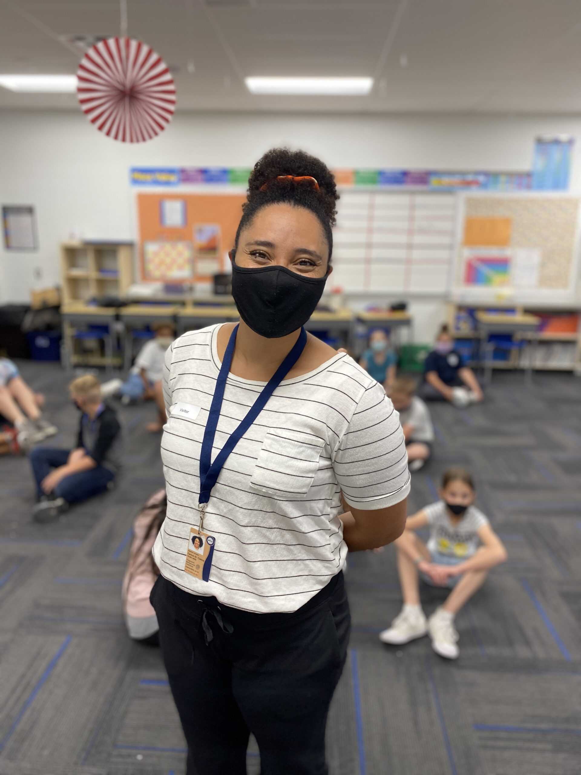 Jessica Jensen in a classroom