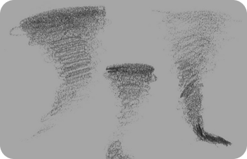 Drawn sketch of tornadoes