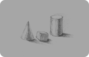 Drawn sketch of shapes with various shading